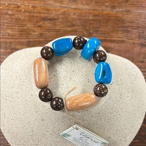 Tagua Brown and Blue Dora Beaded Bracelet